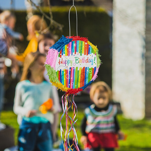 Geburtstagspinata "Happy Birthday" zum selbst Befüllen - Piñata für Kinder - DxT: 32 x 9 cm - Bunt