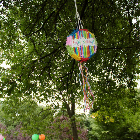 Geburtstagspinata "Happy Birthday" zum selbst Befüllen - Piñata für Kinder - DxT: 32 x 9 cm - Bunt