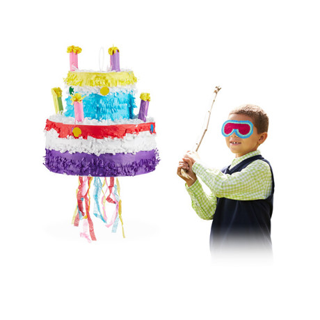 Pinata Geburtstag Torte zum Aufhängen für Kinder | Mädchen | zum selbst Befüllen | aus Papier | Piñata | bunt