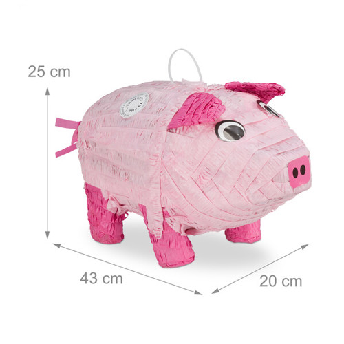 Pinata Schwein zum Aufhängen | Kinder | Mädchen & Jungs | Geburtstag | zum Befüllen | Papier | Tier Pinata | rosa