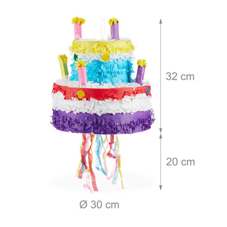 Pinata Geburtstag Torte zum Aufhängen für Kinder | Mädchen | zum selbst Befüllen | aus Papier | Piñata | bunt