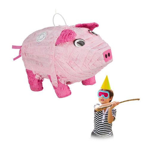 Pinata Schwein zum Aufhängen | Kinder | Mädchen & Jungs | Geburtstag | zum Befüllen | Papier | Tier Pinata | rosa